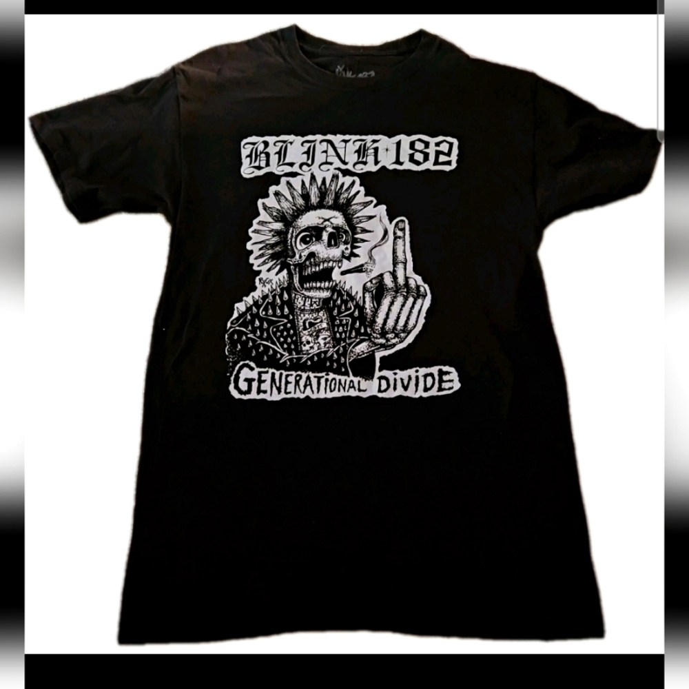 Blink 182 Mens Black Generational Divide Skeleton Rock Band Tee M